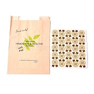 Rectangle with Leaf Pattern Paper Baking Bags, No Handle & Oil-proof Bags, with Sticker, for Gift & Food Wrapping, PeachPuff, 32x21x0.05cm(CARB-K0001-01D)