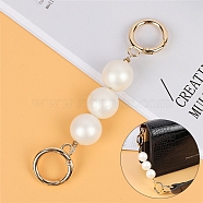 White Glass Pearl Bag Extension Chains, Round, Golden, 13cm(PW-WG76867-01)