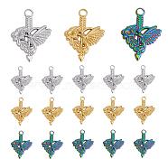 DICOSMETIC 18Pcs 3 Colors 304 Stainless Steel Pendant Rhinestone Settings, Flower with Birds, Mixed Color, Fit For 1.8mm Rhinestone, 22.5x16.5x2mm, Hole: 2.5mm, 6pcs/color(STAS-DC0013-35)