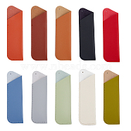 10Pcs 10 Colors PU Imitation Leather Fountain Pen Holders, Pen Cover, Trapezoid, Mixed Color, 160x46x3mm, Hole: 3mm, 1pc/color(FIND-FH0006-38)