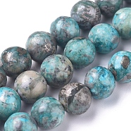 Natural African Pyrite Beads Strands, Dyed, Round, 8mm, Hole: 0.8mm, about 52 pcs/Strand, 15.94 inch(40.5 cm)(G-D0006-C04-8mm-04)