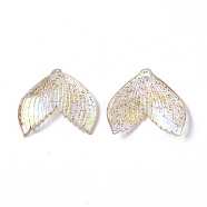 Transparent Acrylic Pendants, with Glitter Powder, AB Color Plated, Mermaid Fishtail, Gold, 24x26x3mm, Hole: 1.4mm(X-MACR-S361-36C)