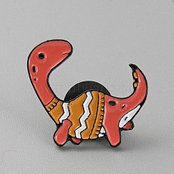 Alloy Enamel Brooch, Dinosaur, Orange Red, 23x26x1.8mm(JEWB-CJC0001-04A-EB)
