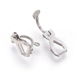 Non-Tarnish 304 Stainless Steel Clip-on Earrings Components, Stainless Steel Color, 12~12.5x8~8.5x6mm, Hole: 1.2mm(X-STAS-F188-07P)