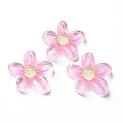 Transparent Epoxy Resin Cabochons, Flower, Pearl Pink, 22x21x5mm(CRES-S365-25)