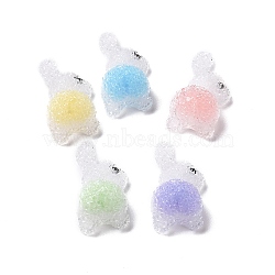 Opaque Resin Cabochons, Rabbit, for DIY Craft Making, Mixed Color, 33x17.5x11.5mm(RESI-G062-02)