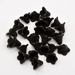 Frosted Flower Acrylic Beads, Black, 14x10mm, Hole: 1.5mm, about 1300pcs/500g(FACR-5332-12A)