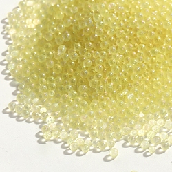 Luminous DIY Nail Art Decoration Mini Glass Beads, Tiny Caviar Nail Beads, Glow In The Dark, Round, Yellow, 2mm(LUMI-PW0001-187D)
