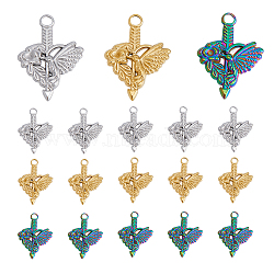 18Pcs 3 Colors 304 Stainless Steel Pendant Rhinestone Settings, Flower with Birds, Mixed Color, Fit For 1.8mm Rhinestone, 22.5x16.5x2mm, Hole: 2.5mm, 6pcs/color(STAS-DC0013-35)
