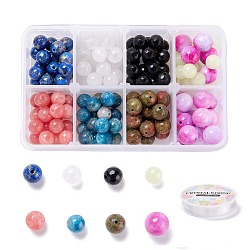 DIY Jewelry Set Kits, with Gemstone Beads and Elastic Crystal Thread, Round, 8~8.5mm, Hole: 0.8~1mm, 126pcs/set, 0.8mm, about 10m/roll, 1roll/set(DIY-NB0003-64)