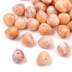 Two Tone Opaque Acrylic Imitation Gemstone Beads, Teardrop, Light Salmon, 12x14.5x12mm, Hole: 1.9mm about 384pcs/500g(OACR-T033-04)