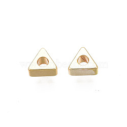 Brass Beads, Triangle, Real 18K Gold Plated, 4x4.5x2mm, Hole: 1.5mm(KK-N231-287)