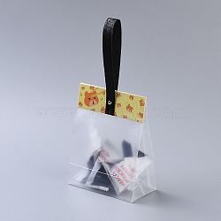Plastic Transparent Gift Bag, Storage Bags, Self Seal Bag, Top Seal, Rectangle, with Cartoon Card and Sling, Hole and Nail, Yellow, 32.5x17x7cm, 10set/bag(OPP-B002-J01)