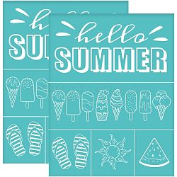 Self-Adhesive Silk Screen Printing Stencil, for Painting on Wood, DIY Decoration T-Shirt Fabric, Turquoise, Summer Themed Pattern, 280x220mm(DIY-WH0338-063)