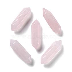 Faceted Natural Rose Quartz Healing Stones, Reiki Energy Balancing Meditation Therapy Wand, Double Terminated Points, for Wire Wrapped Pendants Making, No Hole/Undrilled, 30~32x9x9mm(G-K008-30mm-01)