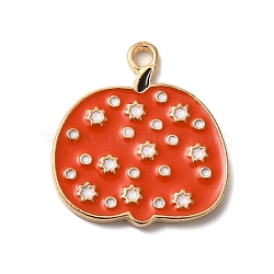 Thanksgiving Day Golden Tone Alloy Enamel Pendants, Pumpkin with Star, 22x20x1.5mm, Hole: 1.8mm(ENAM-M002-02Q-G)