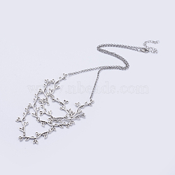 Leaf Tibetan Style Alloy Bib Statement Necklaces, with 304 Stainless Steel Cross Rolo Chains and Brass Lobster Claw Clasps, Mixed Color, 23.2 inch(59cm)(NJEW-JN02069)