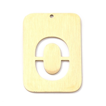 Ion Plating(IP) 304 Stainless Steel Pendants, Rectangle with Alphabet, Hollow, Letter.O, 32x22x1mm, Hole: 1.5mm