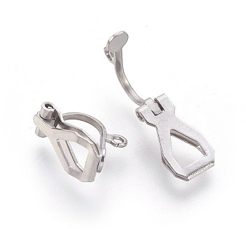 304 Stainless Steel Clip-on Earrings Components, Stainless Steel Color, 12~12.5x8~8.5x6mm, Hole: 1.2mm