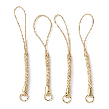 Polyester Cord Mobile Straps, with Golden Plated Iron Findings, Gold, 8x0.4cm