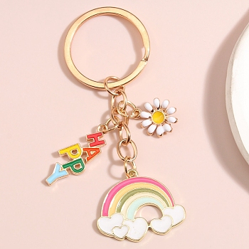 Zinc Alloy Enamel Keychain, Rainbow Metal Key Rings, Word, 8cm