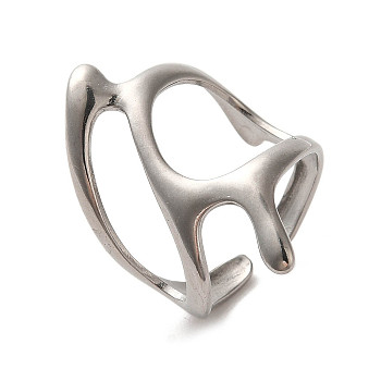 304 Stainless Steel Open Cuff Ring, Stainless Steel Color, US Size 7 1/4(17.5mm)