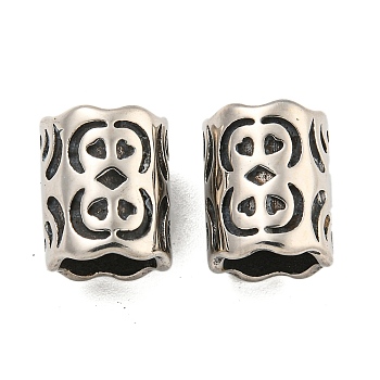 316 Surgical Stainless Steel European Beads, Large Hole Beads, Viking Beard Beads Hair Beads, Column, 14x11mm, Hole: 8mm