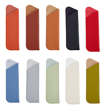 10Pcs 10 Colors PU Imitation Leather Fountain Pen Holders, Pen Cover, Trapezoid, Mixed Color, 160x46x3mm, Hole: 3mm, 1pc/color