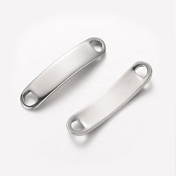Rectangle 304 Stainless Steel Links connectors, Stainless Steel Color, 41x10x1.5mm, Hole: 4x5mm