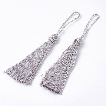 Polyester Tassel Big Pendant Decorations, Light Grey, 145~175x10.5~12mm