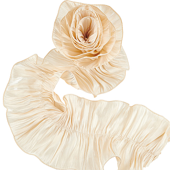 Polyester Pleated Ribbon, for Garment Accessories, Floral White, 6-3/4~6-7/8 inch(170~174mm)