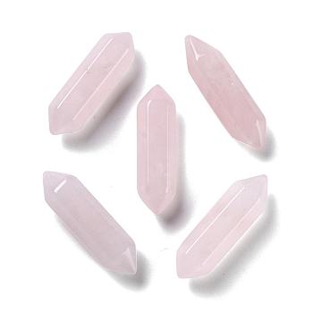 Faceted Natural Rose Quartz Beads, Healing Stones, Reiki Energy Balancing Meditation Therapy Wand, Double Terminated Point, for Wire Wrapped Pendants Making, No Hole/Undrilled, 30~32x9x9mm