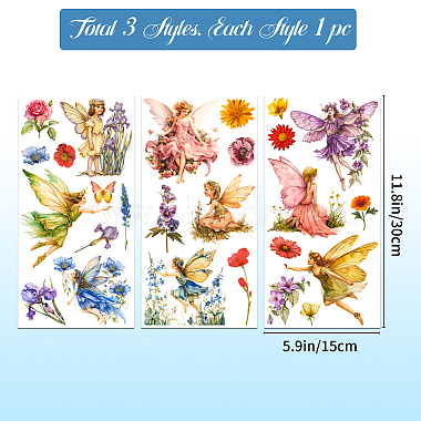 3 Sheets 3 Styles Flower PVC Waterproof Decorative Stickers(DIY-WH0404-032)-3