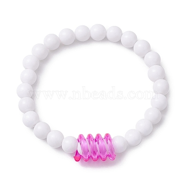 bracelets de perles extensibles en acrylique ronds et à ressort(BJEW-JB10224-01)-3