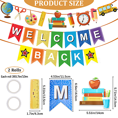 Craspire 2 ensembles 2 styles bienvenue retour et fournitures scolaires bannières en papier(DIY-CP0009-68)-2