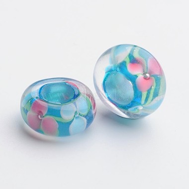 15mm SkyBlue Rondelle Lampwork Beads