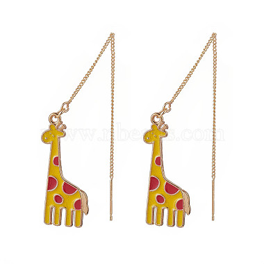 3 пара двухцветных серег-гвоздиков с подвесками в виде жирафа из сплава эмали(EJEW-JE05145)-3