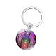 Seven Chakras Yoga Theme Glass Half Round/Dome Pendant Keychain(WG14972-01)-1