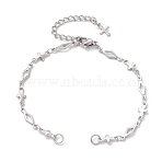 304 Stainless Steel Rhombus Link Chain Bracelet Making, Fit for Connector Charms, Non-Tarnish, Stainless Steel Color, 6-3/4 inch(17cm), Hole: 3.5mm(AJEW-JB01445)