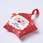 Star Shape Christmas Gift Boxes, with Ribbon, Gift Wrapping Bags, for Presents Candies Cookies, Red, 12x12x4.05cm(X1-CON-L024-F02)