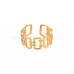 Ion Plating(IP) 304 Stainless Steel Open Rectangle Cuff Ring for Women, Nickel Free, Real 18K Gold Plated, US Size 8(18.1mm)(RJEW-S405-237G)