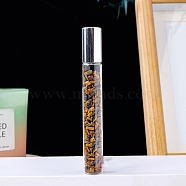 Natural Tiger Eye Chip Bead Roller Ball Bottles, with Cover, SPA Aromatherapy Essemtial Oil Empty Glass Bottle, 10.7cm(PW-WG59305-09)