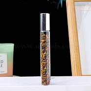 Natural Tiger Eye Chip Bead Roller Ball Bottles, with Cover, SPA Aromatherapy Essemtial Oil Empty Glass Bottle, 10.7cm, Capacity: 10ml(0.34fl. oz)(PW-WG59305-09)