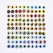Flat Back Glass Cabochons, Dome/Half Round with Dragon Eye Pattern, Mixed Color, 12x4mm, 2pcs/color, 50 colors, 100pcs/bag(GGLA-R023-12mm-01)