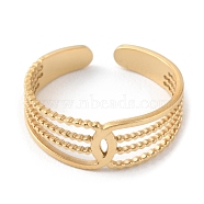 304 Stainless Steel Hollow Knot Open Cuff Rings, Real 14K Gold Plated, US Size 7 1/4(17.5mm)(RJEW-D002-08G)