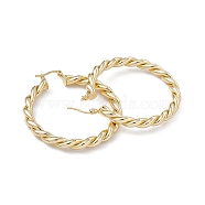 Rack Plating Brass Hoop Earrings for Women, Lead Free & Cadmium Free, Twist Ring, Real 18K Gold Plated, 54x49x5mm, Pin: 0.9~1.2x0.8mm(EJEW-A088-24G)