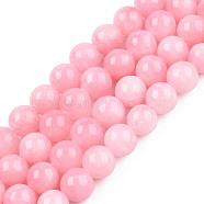 Natural Dyed Yellow Jade Gemstone Bead Strands, Round, Pink, 8mm, Hole: 1mm, about 50pcs/strand, 15.7 inch(G-R271-8mm-Y01)