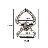 Zinc Swivel Clasps, for Bag Making, Peach, 45x27x4mm, Hole: 18mm(PW-WG33500-09)