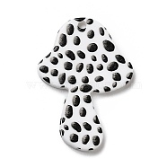 Autumn Theme Polka Dot Pattern Opaque Acrylic Pendants, for DIY Earring Accessories, Mushroom, Black, 34x24x2mm, Hole: 1.8mm(SACR-P014-09A)