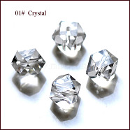 Imitation Austrian Crystal Beads, Grade AAA, Faceted, Cornerless Cube Beads, Clear, 6x5.5x5.5mm, Hole: 0.7~0.9mm(SWAR-F084-6x6mm-01)